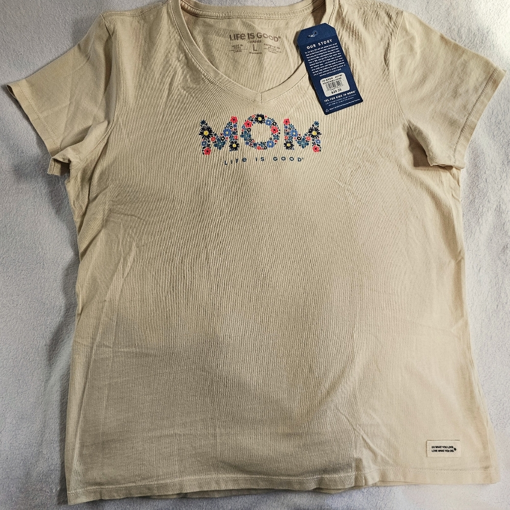 Life is Good wm's V-neck crusher, sz L, cream-colored,  NWT - Picture 6 of 6